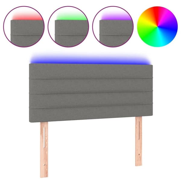 vidaXL sengegavl med LED-lys 100x5x78/88 cm stof mørkegrå