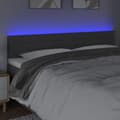 Miniatyrbild 3 av 6: vidaXL Sänggavel LED mörkgrå 180x5x78/88 cm tyg