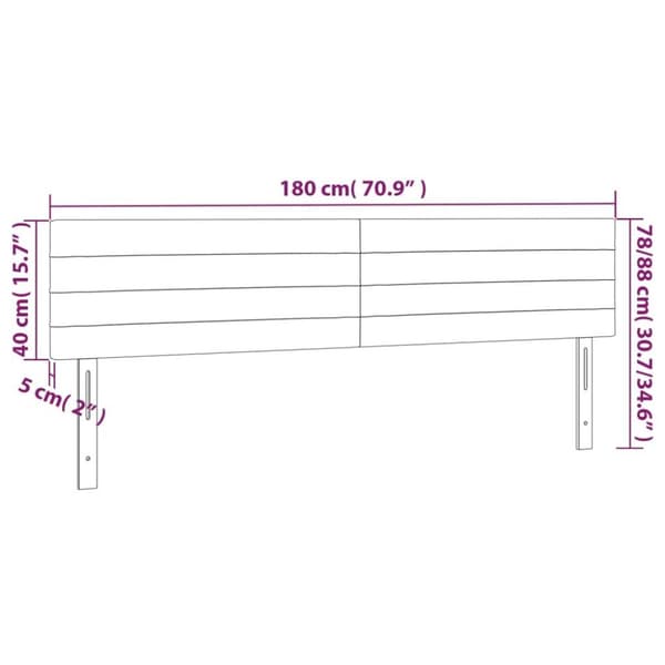 vidaXL Sänggavel LED mörkgrå 180x5x78/88 cm tyg