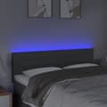 Miniatyrbillede 3 af 6: vidaXL sengegavl med LED-lys 144x5x78/88 cm stof mørkegrå