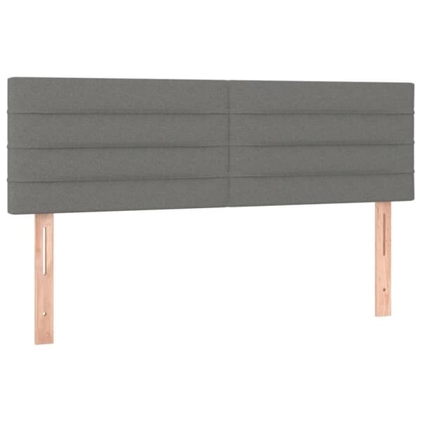 vidaXL sengegavl med LED-lys 144x5x78/88 cm stof mørkegrå