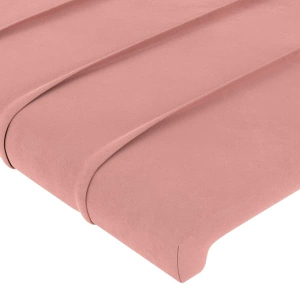 vidaXL sengegavl med LED-lys 90x5x78/88 cm fløjl lyserød