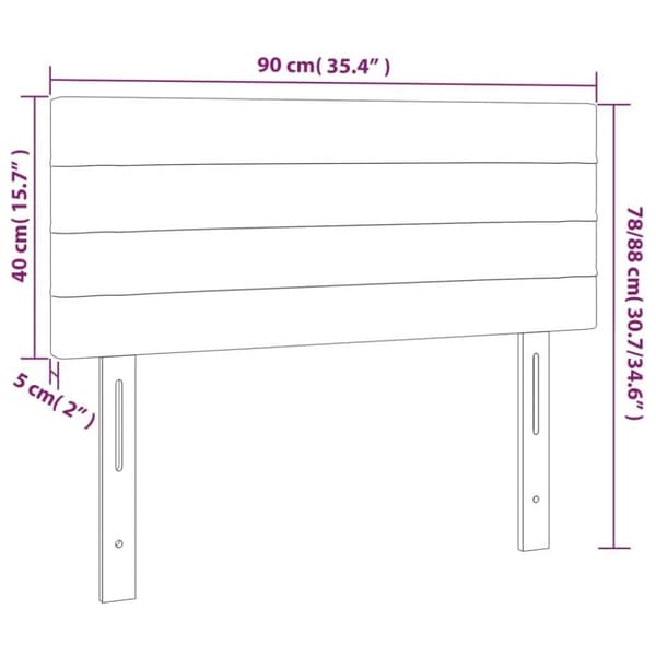 vidaXL sengegavl med LED-lys 90x5x78/88 cm fløjl lyserød