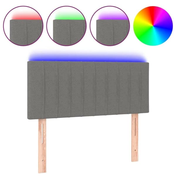 vidaXL sengegavl med LED-lys 90x5x78/88 cm stof mørkegrå
