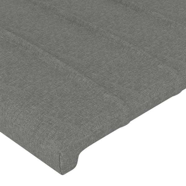 vidaXL sengegavl med LED-lys 160x5x78/88 cm stof mørkegrå