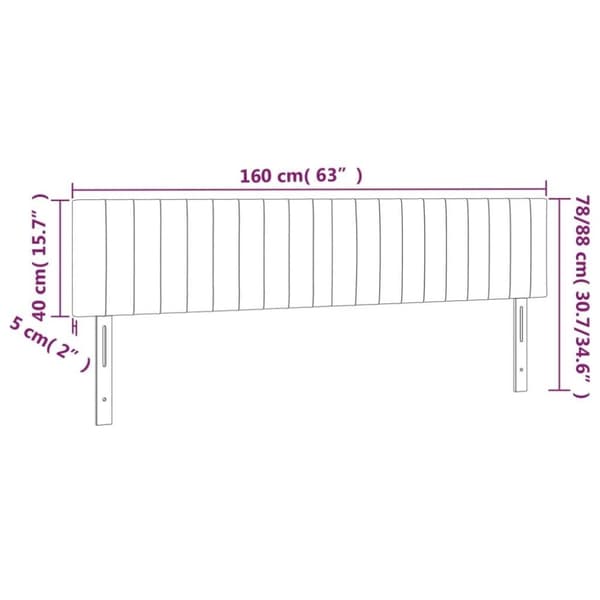vidaXL sengegavl med LED-lys 160x5x78/88 cm stof mørkegrå