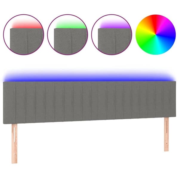 vidaXL sengegavl med LED-lys 160x5x78/88 cm stof mørkegrå