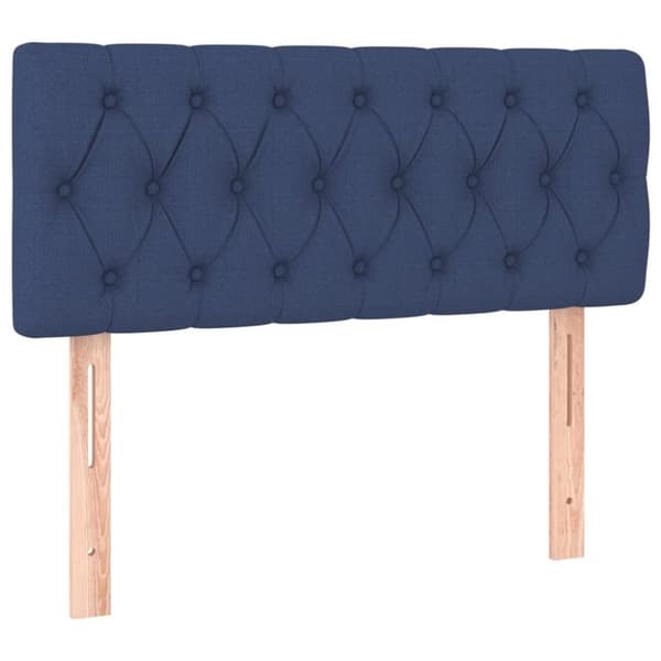 vidaXL sengegavl med LED-lys 90x7x78/88 cm stof blå