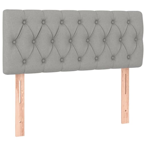 vidaXL sengegavl med LED-lys 100x7x78/88 cm stof lysegrå