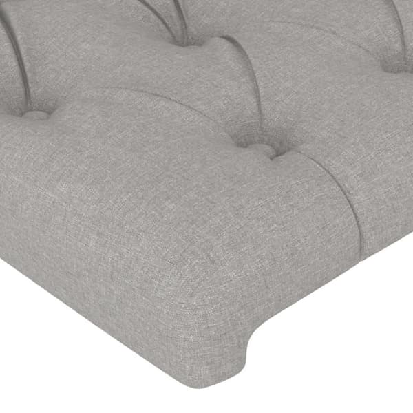 vidaXL sengegavl med LED-lys 100x7x78/88 cm stof lysegrå