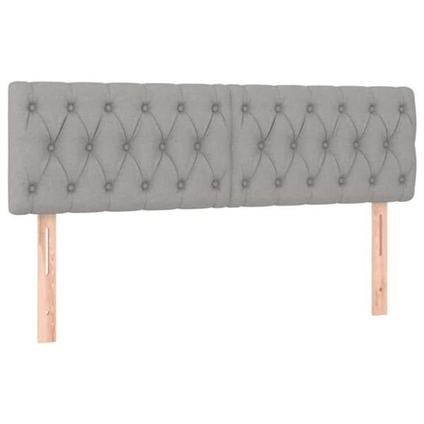 vidaXL sengegavl med LED-lys 144x7x78/88 cm stof lysegrå