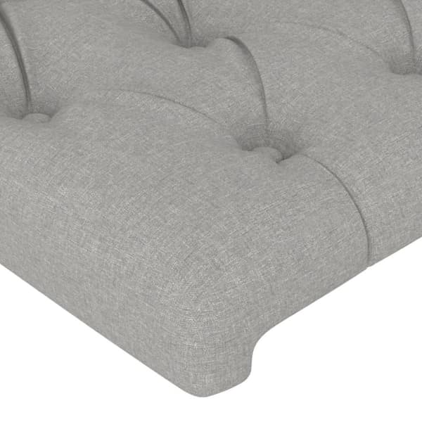 vidaXL sengegavl med LED-lys 144x7x78/88 cm stof lysegrå