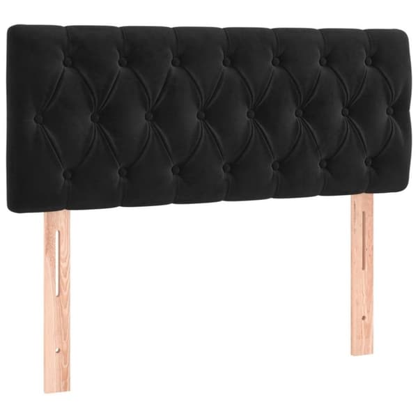 vidaXL sengegavl med LED-lys 90x7x78/88 cm velour sort