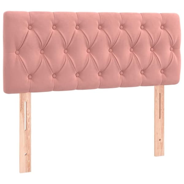vidaXL sengegavl med LED-lys 90x7x78/88 cm velour lyserød