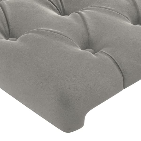 vidaXL sengegavl med LED-lys 160x7x78/88 cm velour lysegrå