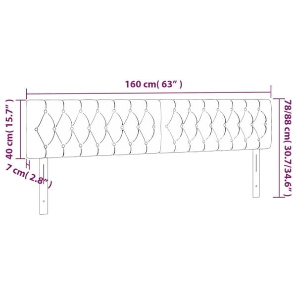 vidaXL sengegavl med LED-lys 160x7x78/88 cm velour lysegrå