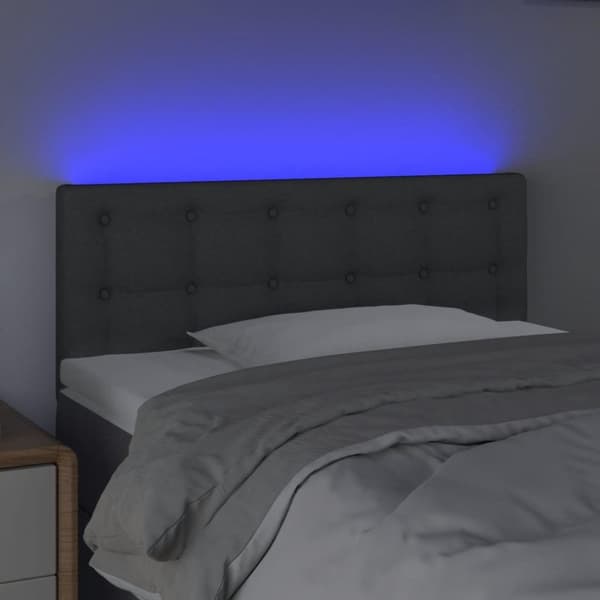 vidaXL sengegavl med LED-lys 90x5x78/88 cm stof mørkegrå