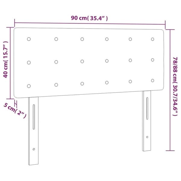 vidaXL sengegavl med LED-lys 90x5x78/88 cm stof mørkegrå