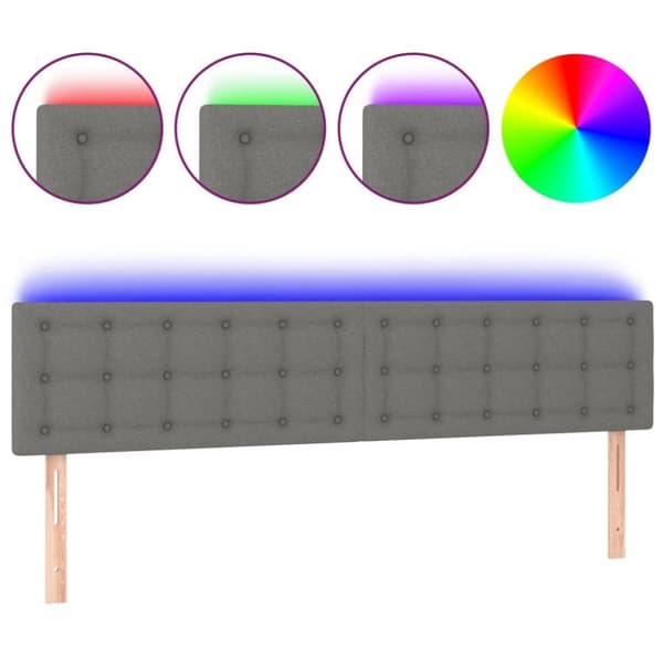 vidaXL sengegavl med LED-lys 160x5x78/88 cm stof mørkegrå