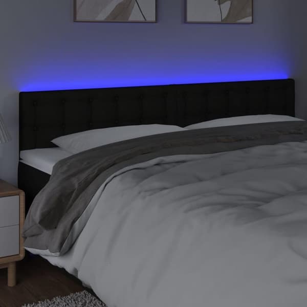 vidaXL sengegavl med LED-lys 160x5x78/88 cm stof sort
