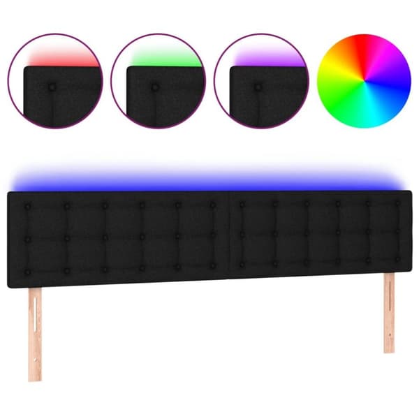 vidaXL sengegavl med LED-lys 160x5x78/88 cm stof sort