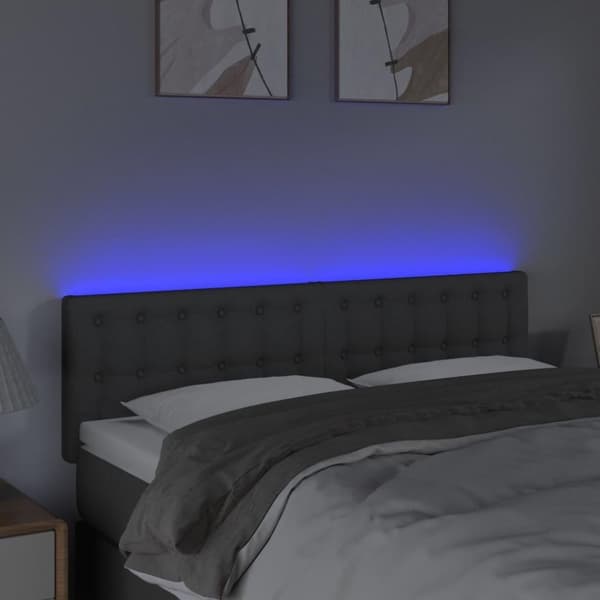 vidaXL Sänggavel LED mörkgrå 144x5x78/88 cm tyg