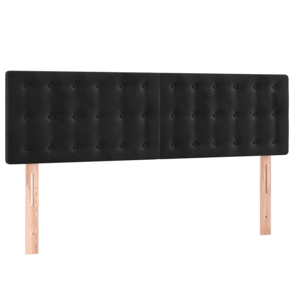 vidaXL sengegavl med LED-lys 144x5x78/88 cm fløjl sort