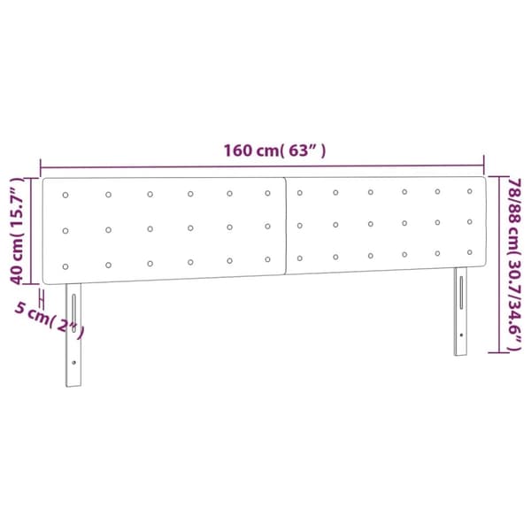 vidaXL sengegavl med LED-lys 160x5x78/88 cm velour lyserød