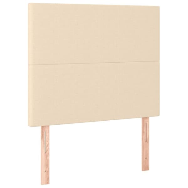 vidaXL sengegavl med LED-lys 80x5x118/128 cm stof cremefarvet