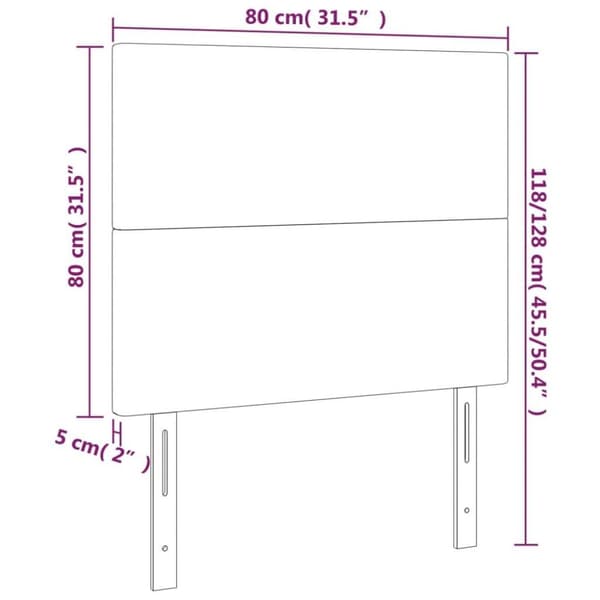 vidaXL sengegavl med LED-lys 80x5x118/128 cm stof cremefarvet