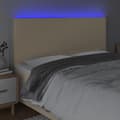 Miniatyrbillede 3 af 6: vidaXL sengegavl med LED-lys 160x5x118/128 cm stof cremefarvet