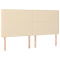 Miniatyrbillede 4 af 6: vidaXL sengegavl med LED-lys 160x5x118/128 cm stof cremefarvet