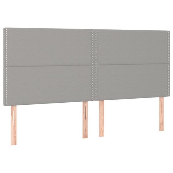 vidaXL sengegavl med LED-lys 200x5x118/128 cm stof lysegrå