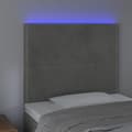 Miniatyrbillede 3 af 6: vidaXL sengegavl med LED-lys 90x5x118/128 cm fløjl lysegrå