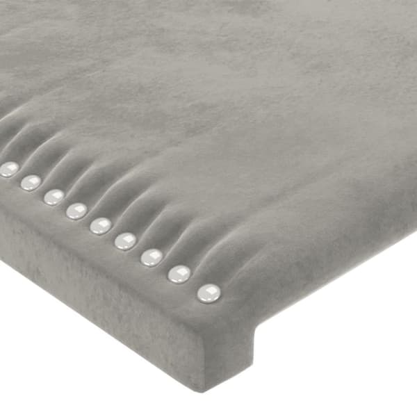 vidaXL sengegavl med LED-lys 90x5x118/128 cm fløjl lysegrå