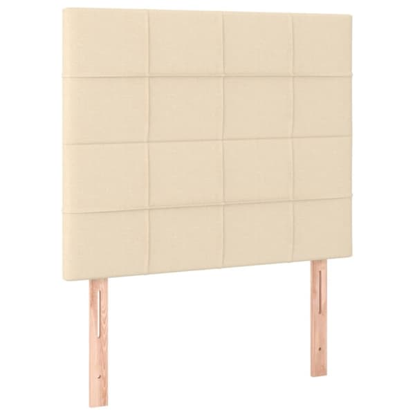 vidaXL sengegavl med LED-lys 80x5x118/128 cm stof cremefarvet