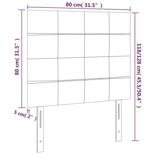 vidaXL sengegavl med LED-lys 80x5x118/128 cm stof cremefarvet