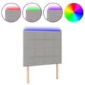 Miniatyrbillede 1 af 6: vidaXL sengegavl med LED-lys 100x5x118/128 cm stof lysegrå