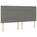 Miniatyrbillede 4 af 6: vidaXL sengegavl med LED-lys 180x5x118/128 cm stof mørkegrå