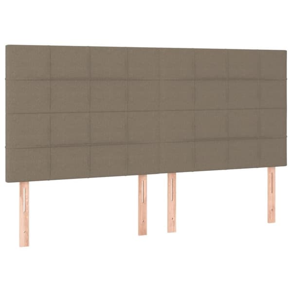 vidaXL sengegavl med LED-lys 180x5x118/128 cm stof gråbrun