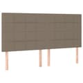 Miniatyrbillede 4 af 6: vidaXL sengegavl med LED-lys 200x5x118/128 cm stof gråbrun