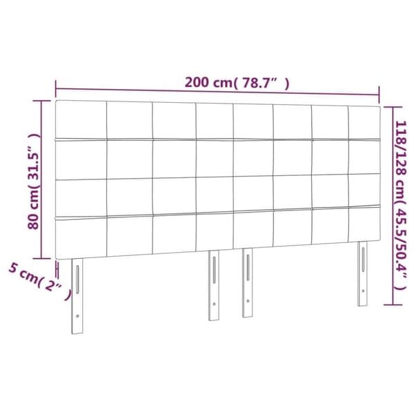 vidaXL sengegavl med LED-lys 200x5x118/128 cm stof Cremefarvet