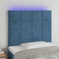 Miniatyrbillede 2 af 6: vidaXL sengegavl med LED-lys 90x5x118/128 cm fløjl mørkeblå