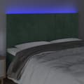 Miniatyrbillede 3 af 6: vidaXL sengegavl med LED-lys 160x5x118/128 cm fløjl mørkegrøn
