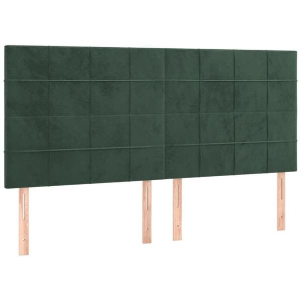 vidaXL sengegavl med LED-lys 160x5x118/128 cm fløjl mørkegrøn