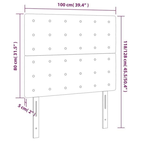 vidaXL sengegavl med LED-lys 100x5x118/128 cm kunstlæder sort
