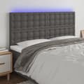 Miniatyrbillede 1 af 6: vidaXL sengegavl med LED-lys 160x5x118/128 cm kunstlæder grå