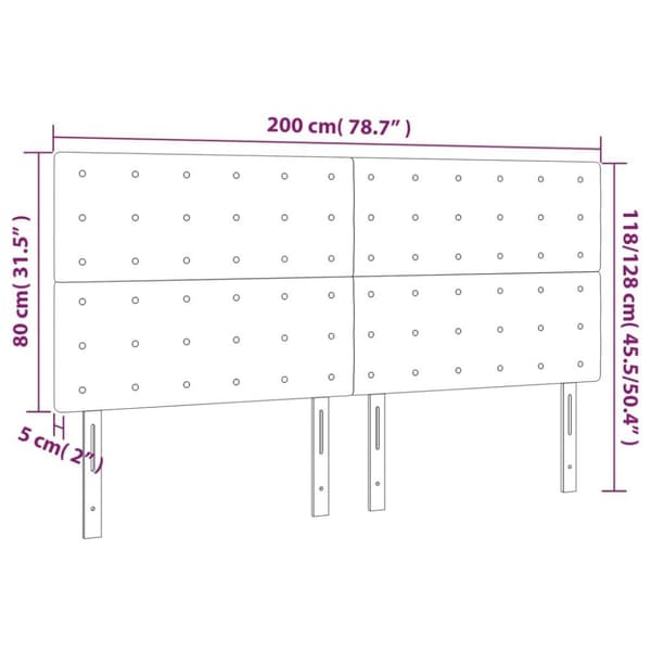 vidaXL sengegavl med LED-lys 200x5x118/128 cm kunstlæder sort