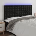 Miniatyrbillede 2 af 6: vidaXL sengegavl med LED-lys 200x5x118/128 cm kunstlæder sort