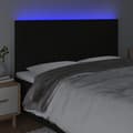 Miniatyrbild 3 av 6: vidaXL Sänggavel LED svart 180x5x118/128 cm tyg